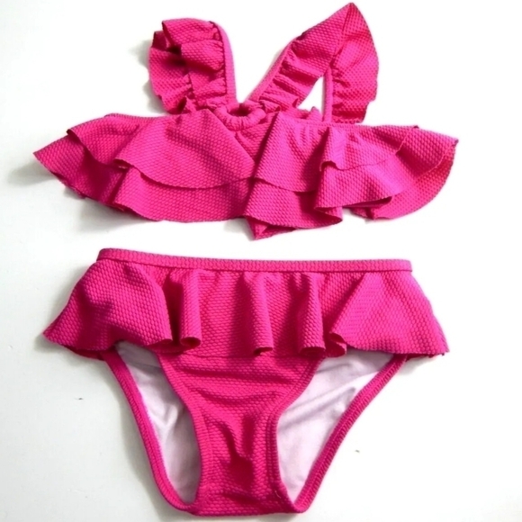Janie and Jack Girls Pink Ruffle Bikini - Picture 1 of 3